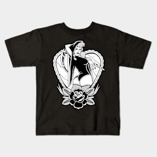 Reaper Girl Love Traditional Vintage Tattoo Kids T-Shirt